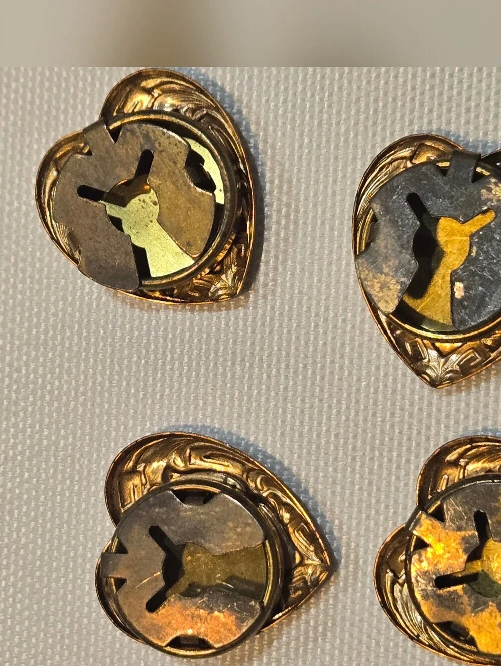Vintage Heart Button Covers (Set Of 4)